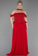 Bekleidung in Großen Größen Lang Chiffon Rot ABU6247