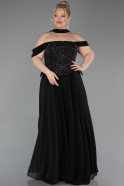 Bekleidung in Großen Größen Lang Chiffon Schwarz ABU6247