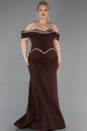 Abendkleid in Übergröße Lang Braun ABU6199