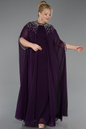 Violett dunkel Abendkleid İn Übergröße Chiffon Lang ABU5845