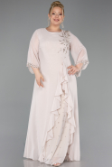 Abendkleid in Übergröße Lang Chiffon Beige ABU6177