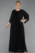 Abendkleid in Übergröße Lang Chiffon Schwarz ABU6177