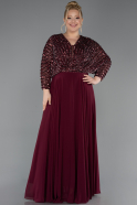 Weinrot Kleider İn Großen Größen Chiffon Lang ABU5859