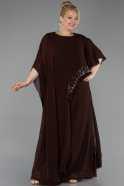 Abendkleid in Übergröße Lang Chiffon Braun ABU6179