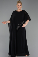 Abendkleid in Übergröße Lang Chiffon Schwarz ABU6179