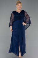 Abendkleid in Übergröße Lang Chiffon Marineblau ABU6181