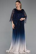 Marineblau Abendkleid İn Übergröße Chiffon Lang ABU4633