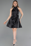 Partykleid Kurz Satin Schwarz ABK2654