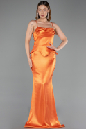 Abendkleid Lang Satin Orange ABU6275