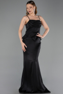 Abendkleid Lang Satin Schwarz ABU6275