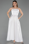 Abendkleid Midi Satin Weiß ABK2657
