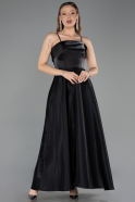 Abendkleid Midi Satin Schwarz ABK2657