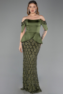 Abendkleid Lang Schuppig Khaki ABU6254