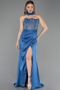 Abendkleid Lang Satin Indigo ABU6276