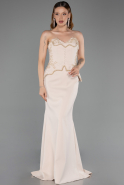 Abendkleid im Meerjungfrau-Stil Lang Beige ABU6255