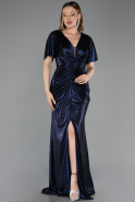 Abendkleid in Übergröße Lang Marineblau ABU6281