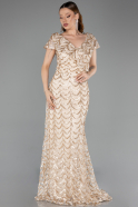 Abendkleid in Übergröße Lang Schuppig Gold ABU6282