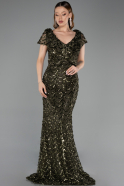 Abendkleid in Übergröße Lang Schuppig Khaki ABU6282