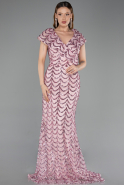 Abendkleid in Übergröße Lang Schuppig Puder ABU6282