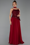 Abendkleid Lang Chiffon Weinrot ABU5486