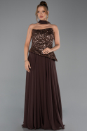 Abendkleid Lang Chiffon Braun ABU5486
