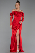 Abendkleid Lang Satin Rot ABU5829