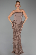 Abendkleid Lang Schuppig Hellbraun ABU5919