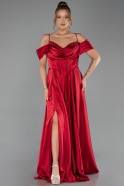 Abendkleid Lang Satin Weinrot ABU6297