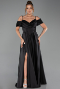 Abendkleid Lang Satin Schwarz ABU6297