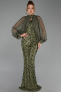 Abendkleid Lang Schuppig Khaki ABU6298