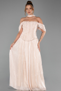 Abschlusskleid Lang Chiffon Beige ABU6300