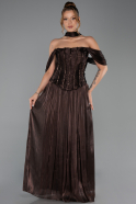 Abschlusskleid Lang Chiffon Braun ABU6300