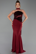 Abendkleid im Meerjungfrau-Stil Lang Weinrot ABU5924