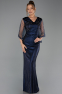 Abendkleid in Übergröße Lang Marineblau ABU6301