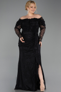 Abendkleid in Übergröße Lang Spitze Schwarz ABU6305