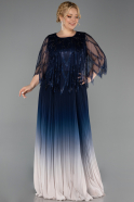 Marineblau Abendkleid İn Übergröße Chiffon Lang ABU4633