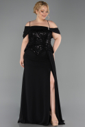 Abendgarderobe in Großen Größen Lang Chiffon Schwarz ABU6274