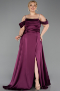 Abendkleid in Übergröße Lang Satin Pflaume ABU6307