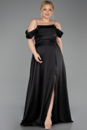 Abendkleid in Übergröße Lang Satin Schwarz ABU6307