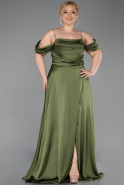 Abendkleid in Übergröße Lang Satin Öl Grün ABU6307