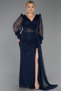 Abendkleid in Übergröße Lang Spitze Marineblau ABU6283