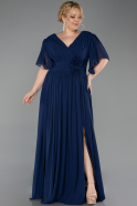 Abendkleid in Übergröße Lang Chiffon Marineblau ABU6309