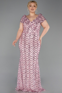 Abendkleid in Übergröße Lang Schuppig Puder ABU6282