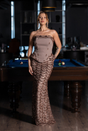 Abendkleid Lang Schuppig Hellbraun ABU5919