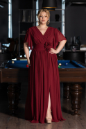 Abendkleid in Übergröße Lang Chiffon Weinrot ABU6309