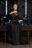 Kleider in Großen Größen Lang Satin Schwarz ABU6304