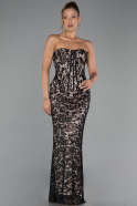 Abendkleid Lang Spitze Schwarz ABU6303
