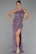 Abendkleid Lang Schuppig Lila ABU6316