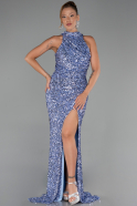 Abendkleid Lang Schuppig Indigo ABU5135