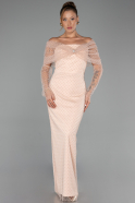 Gold Abendkleid Perlenbesetzt Lang ABU5550
